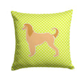 Afghan Hound Checkerboard Green Decorative Throw Pillow 14x14 Indoor Outdoor Accent Cushion, Fabric Cover with Insert for Sofa, Bed, Porch & Living Room