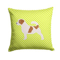 Jack Russell Terrier Checkerboard Green Decorative Throw Pillow 14x14 Indoor Outdoor Accent Cushion, Fabric Cover with Insert for Sofa, Bed, Porch & Living Room