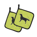 Black Labrador Retriever Checkerboard Green Pot Holder Set of 2 Heat Resistant Quilted Hot Pads 7.5 x 7.5 Inch, Insulated Kitchen Trivets for Cooking & Baking