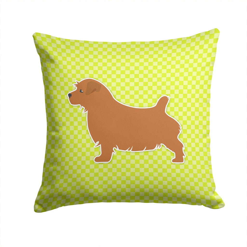 Norfolk Terrier Checkerboard Green Decorative Throw Pillow 14x14 Indoor Outdoor Accent Cushion, Fabric Cover with Insert for Sofa, Bed, Porch & Living Room
