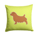 Norfolk Terrier Checkerboard Green Decorative Throw Pillow 14x14 Indoor Outdoor Accent Cushion, Fabric Cover with Insert for Sofa, Bed, Porch & Living Room