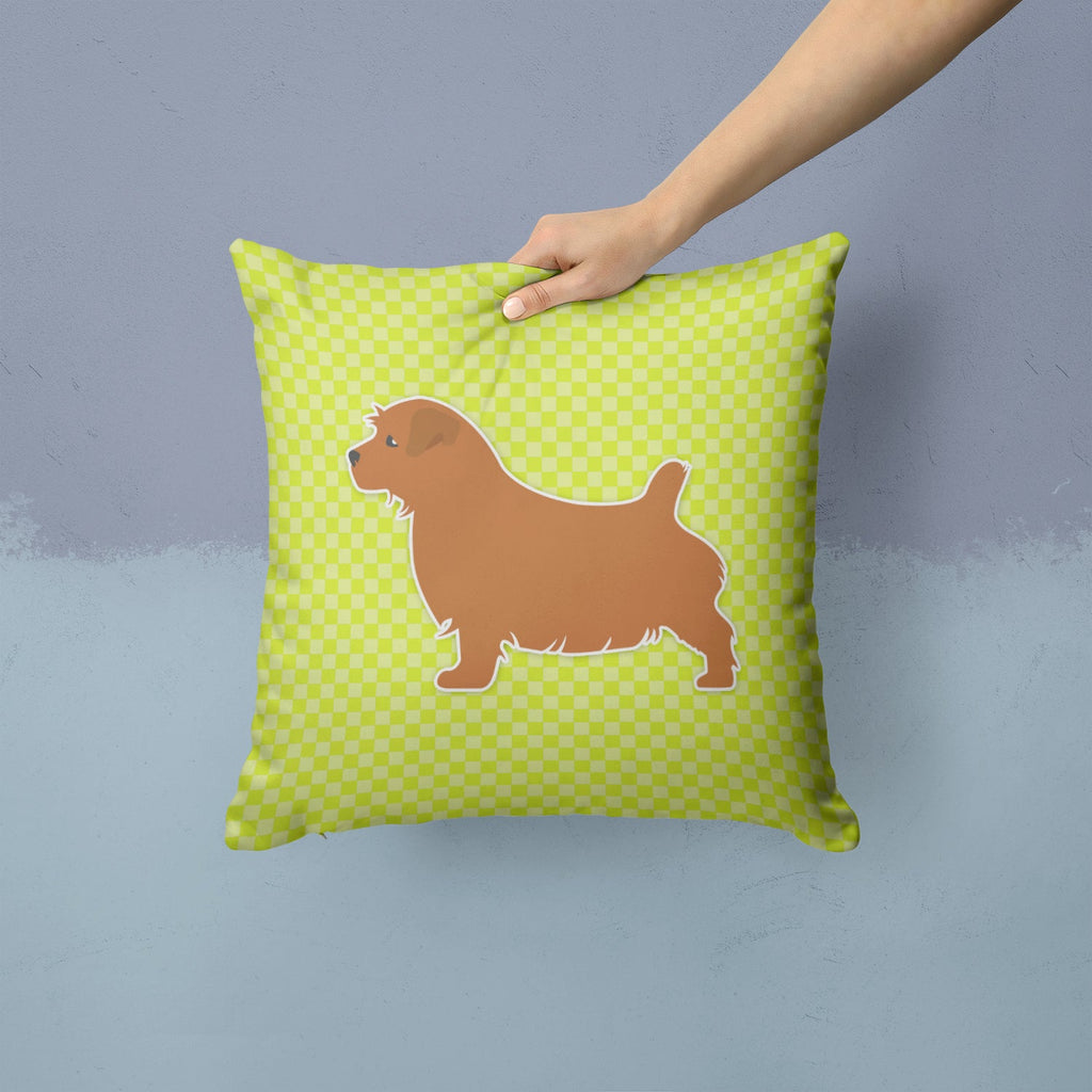 Norfolk Terrier Checkerboard Green Decorative Throw Pillow 14x14 Indoor Outdoor Accent Cushion, Fabric Cover with Insert for Sofa, Bed, Porch & Living Room