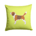 Beagle Checkerboard Green Decorative Throw Pillow 14x14 Indoor Outdoor Accent Cushion, Fabric Cover with Insert for Sofa, Bed, Porch & Living Room