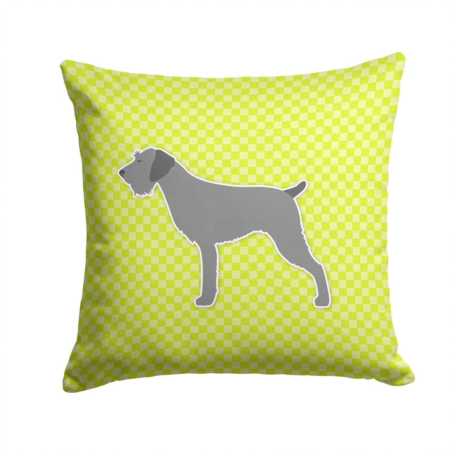 German Wirehaired Pointer Checkerboard Green Decorative Throw Pillow 14x14 Indoor Outdoor Accent Cushion, Fabric Cover with Insert for Sofa, Bed, Porch & Living Room