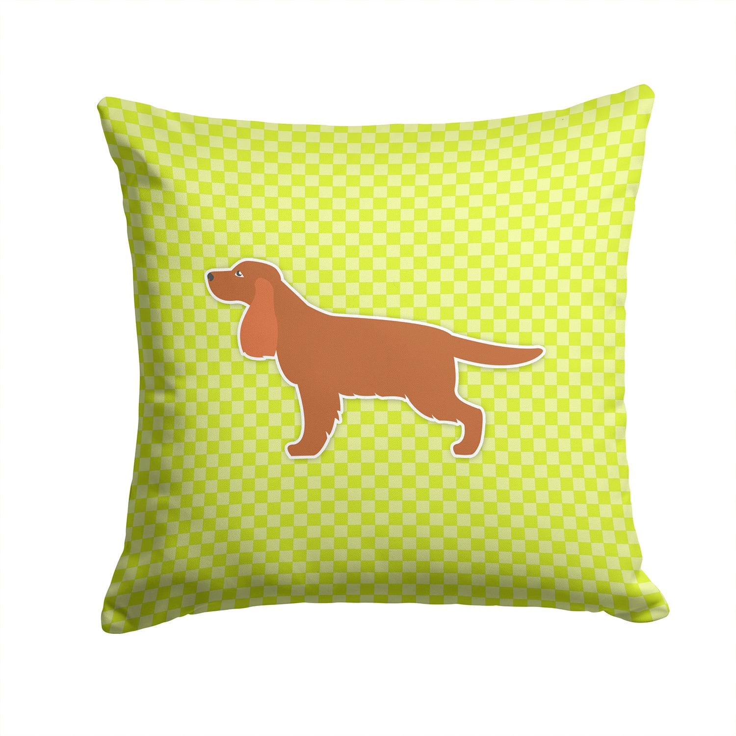English Cocker Spaniel Checkerboard Green Decorative Throw Pillow 14x14 Indoor Outdoor Accent Cushion, Fabric Cover with Insert for Sofa, Bed, Porch & Living Room