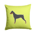 German Pinscher Checkerboard Green Decorative Throw Pillow 14x14 Indoor Outdoor Accent Cushion, Fabric Cover with Insert for Sofa, Bed, Porch & Living Room