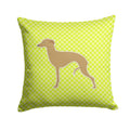 Italian Greyhound Checkerboard Green Decorative Throw Pillow 14x14 Indoor Outdoor Accent Cushion, Fabric Cover with Insert for Sofa, Bed, Porch & Living Room