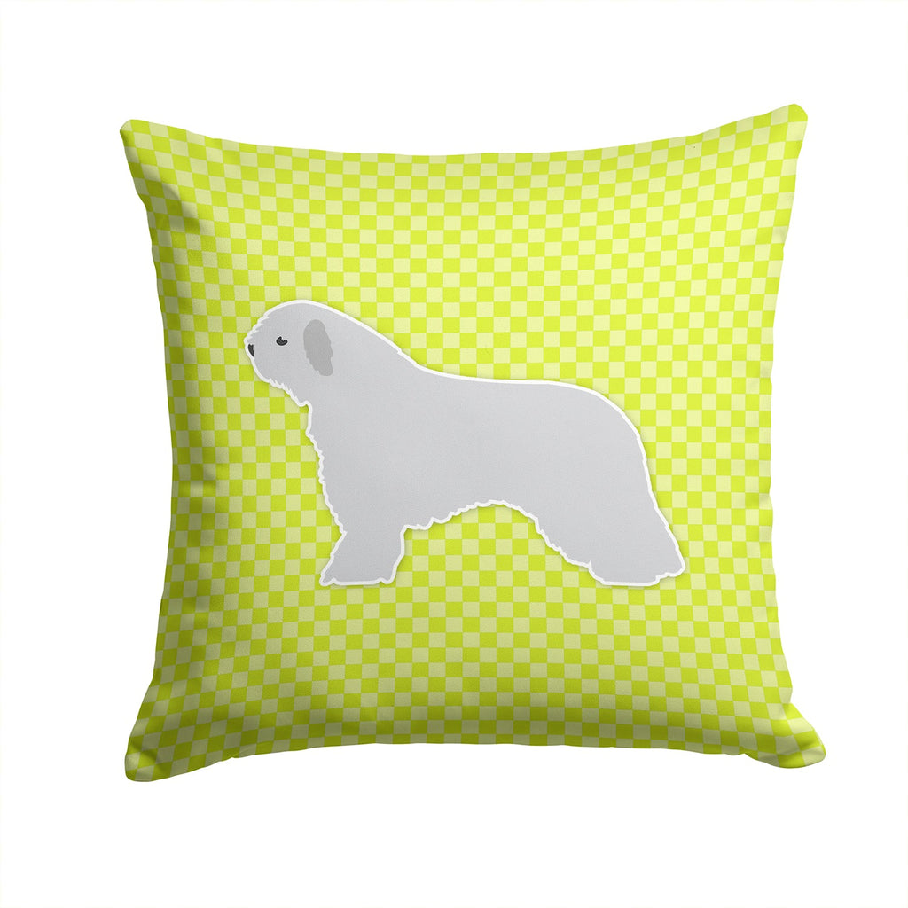 Spanish Water Dog Checkerboard Green Decorative Throw Pillow 14x14 Indoor Outdoor Accent Cushion, Fabric Cover with Insert for Sofa, Bed, Porch & Living Room
