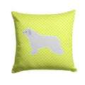 Spanish Water Dog Checkerboard Green Decorative Throw Pillow 14x14 Indoor Outdoor Accent Cushion, Fabric Cover with Insert for Sofa, Bed, Porch & Living Room