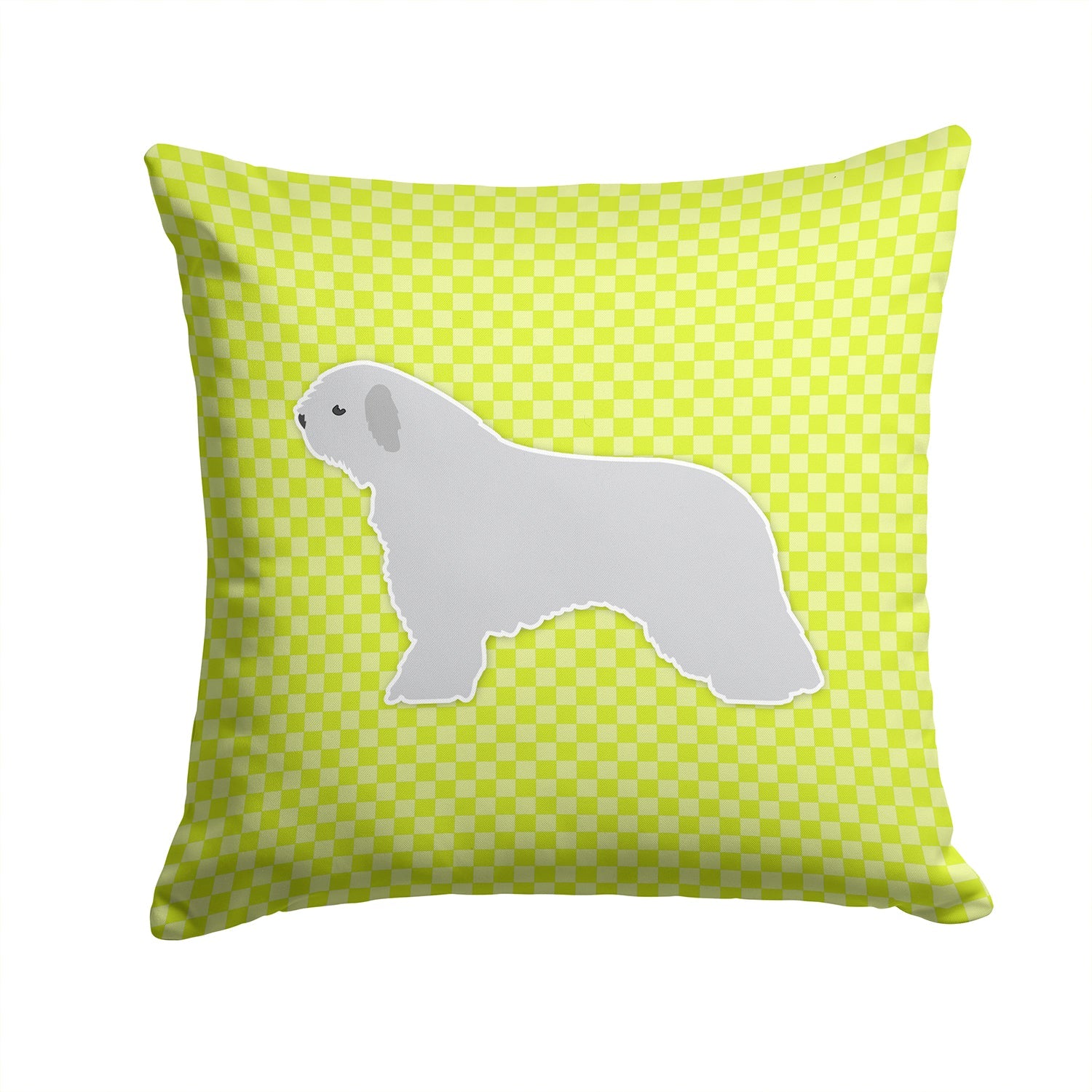 Spanish Water Dog Checkerboard Green Decorative Throw Pillow 14x14 Indoor Outdoor Accent Cushion, Fabric Cover with Insert for Sofa, Bed, Porch & Living Room
