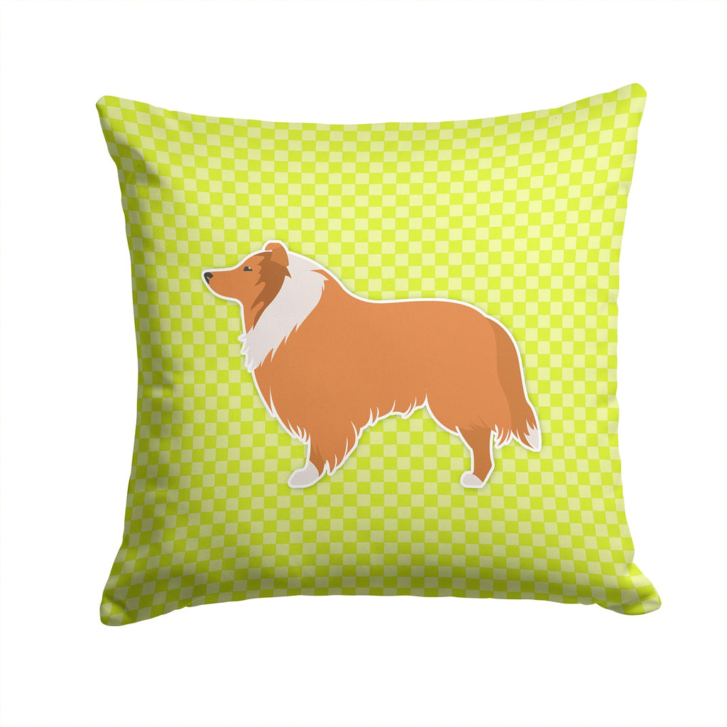 Collie Checkerboard Green Decorative Throw Pillow 14x14 Indoor Outdoor Accent Cushion, Fabric Cover with Insert for Sofa, Bed, Porch & Living Room