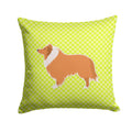 Collie Checkerboard Green Decorative Throw Pillow 14x14 Indoor Outdoor Accent Cushion, Fabric Cover with Insert for Sofa, Bed, Porch & Living Room