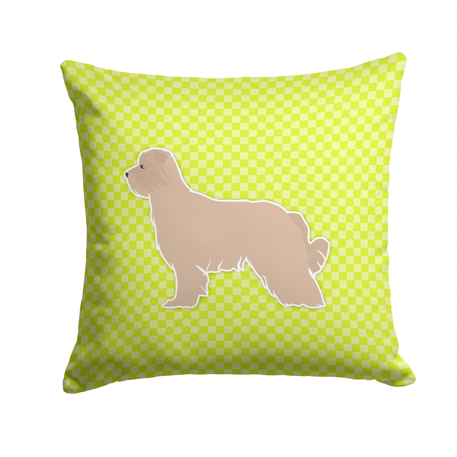 Pyrenean Shepherd Checkerboard Green Decorative Throw Pillow 14x14 Indoor Outdoor Accent Cushion, Fabric Cover with Insert for Sofa, Bed, Porch & Living Room