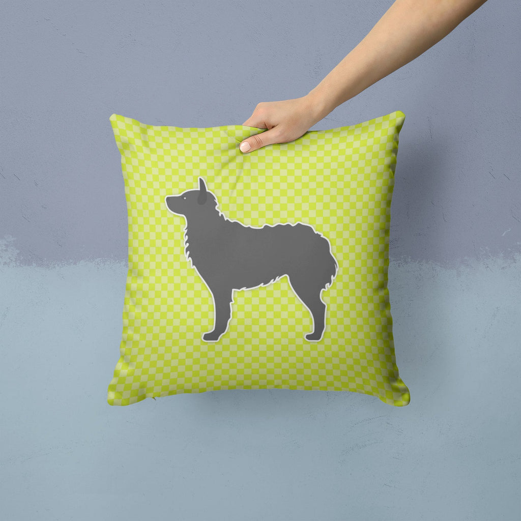 Croatian Sheepdog Checkerboard Green Decorative Throw Pillow 14x14 Indoor Outdoor Accent Cushion, Fabric Cover with Insert for Sofa, Bed, Porch & Living Room