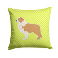 Red Border Collie Checkerboard Green Decorative Throw Pillow 14x14 Indoor Outdoor Accent Cushion, Fabric Cover with Insert for Sofa, Bed, Porch & Living Room