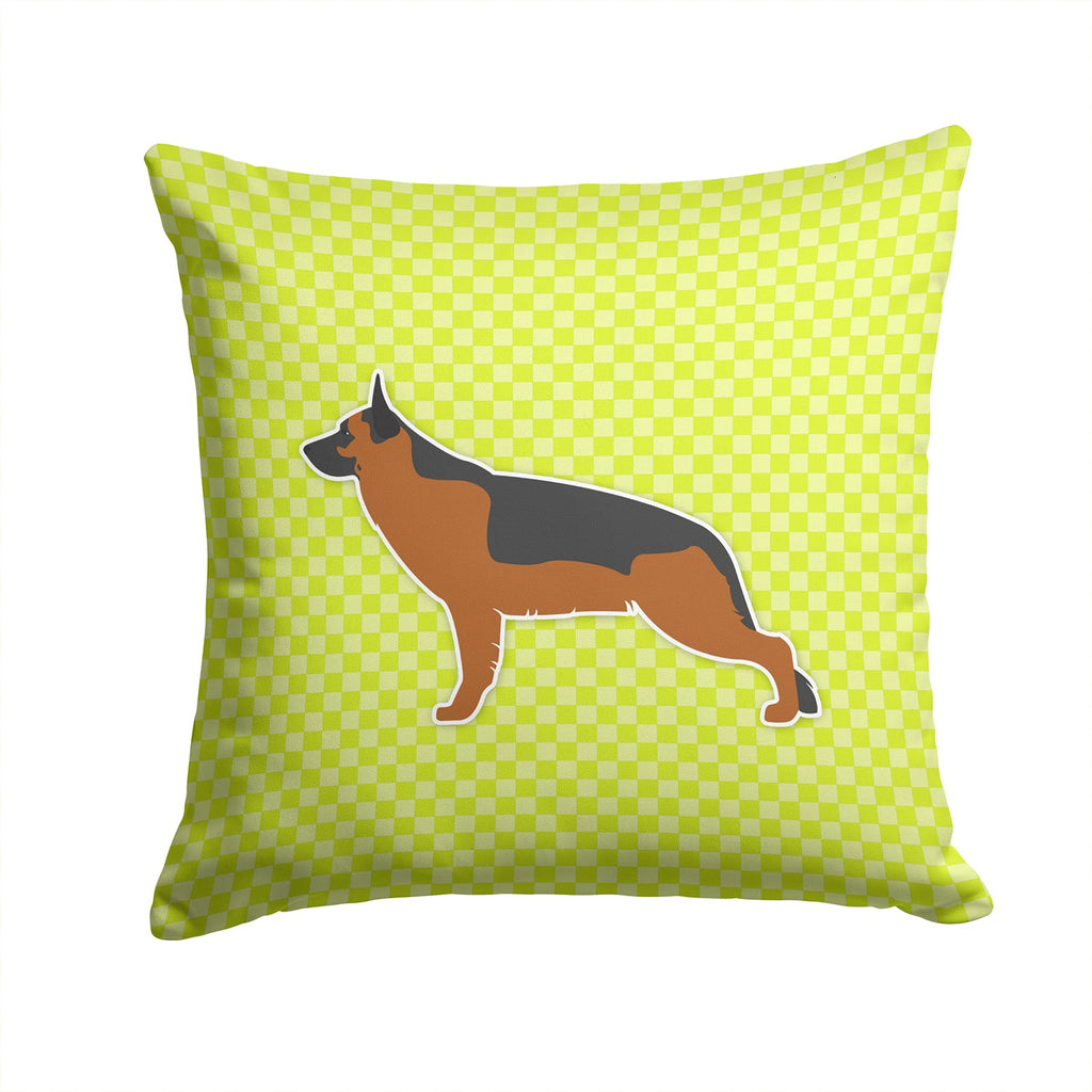 German Shepherd Checkerboard Green Decorative Throw Pillow 14x14 Indoor Outdoor Accent Cushion, Fabric Cover with Insert for Sofa, Bed, Porch & Living Room