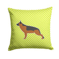 German Shepherd Checkerboard Green Decorative Throw Pillow 14x14 Indoor Outdoor Accent Cushion, Fabric Cover with Insert for Sofa, Bed, Porch & Living Room