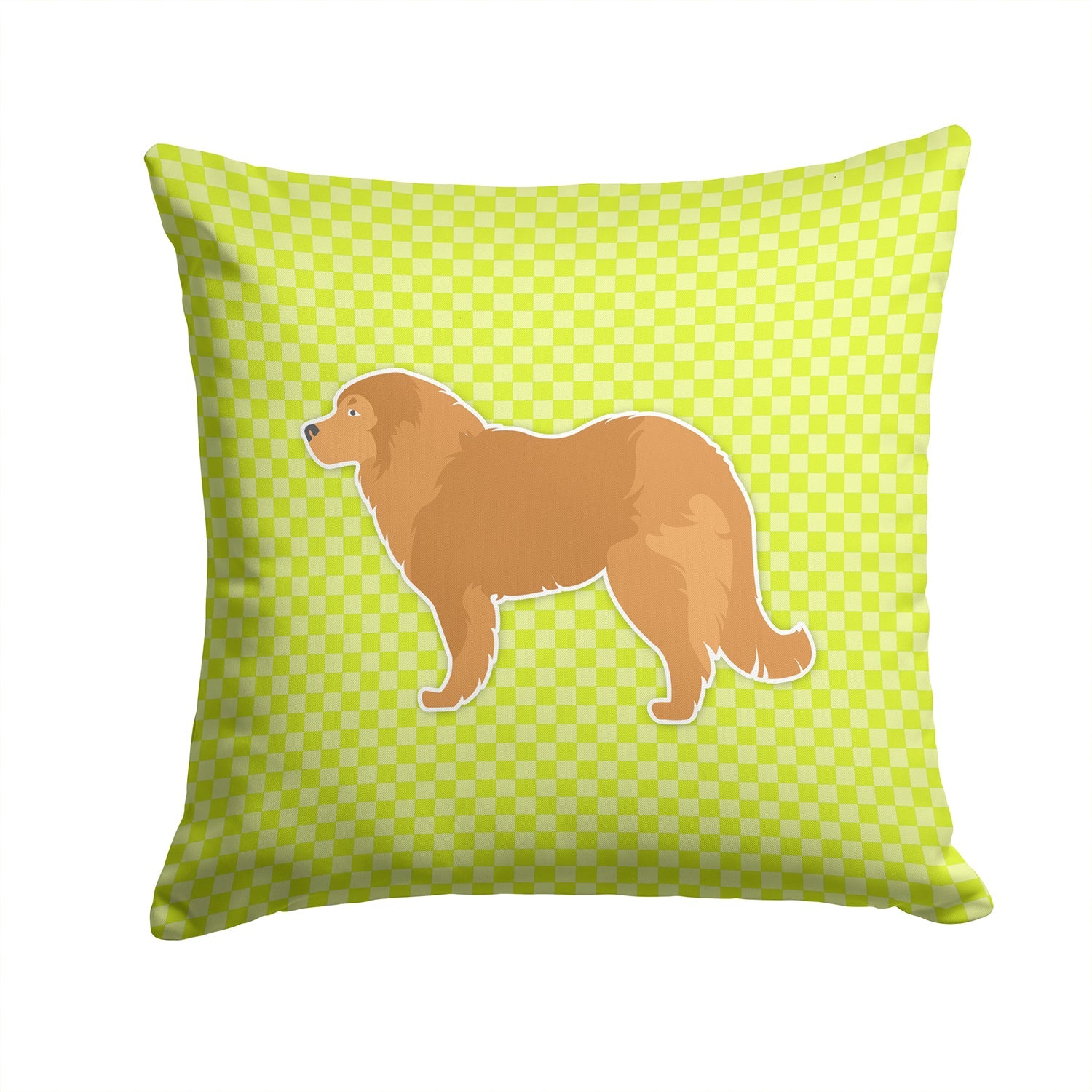 Caucasian Shepherd Dog Checkerboard Green Decorative Throw Pillow 14x14 Indoor Outdoor Accent Cushion, Fabric Cover with Insert for Sofa, Bed, Porch & Living Room
