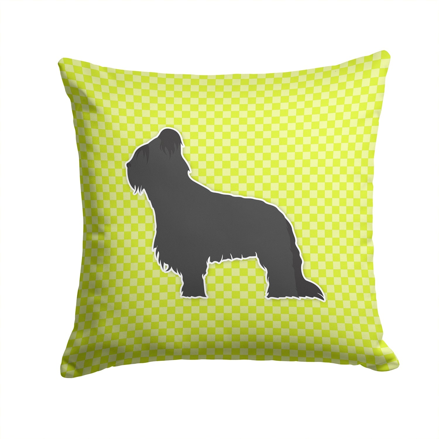 Briard Checkerboard Green Decorative Throw Pillow 14x14 Indoor Outdoor Accent Cushion, Fabric Cover with Insert for Sofa, Bed, Porch & Living Room