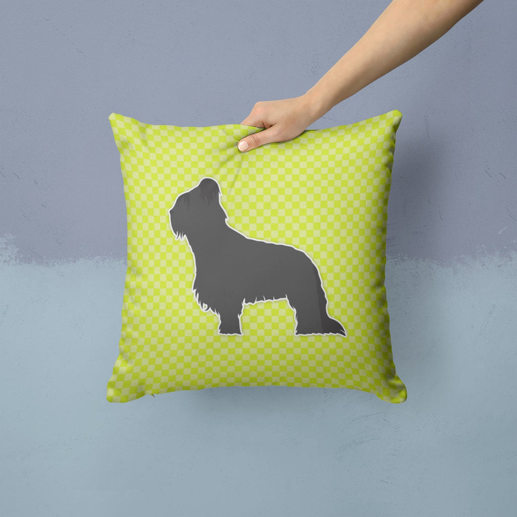 Briard Checkerboard Green Decorative Throw Pillow 14x14 Indoor Outdoor Accent Cushion, Fabric Cover with Insert for Sofa, Bed, Porch & Living Room
