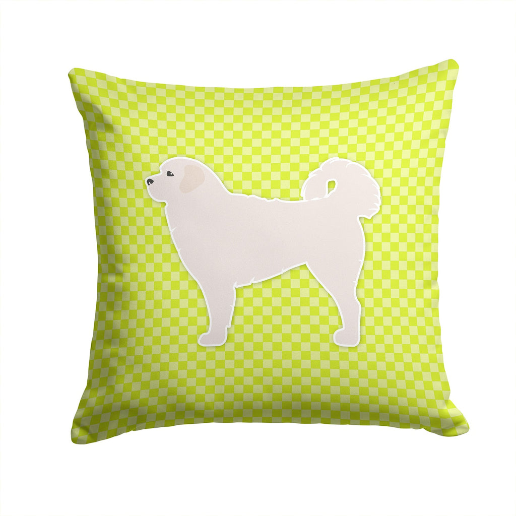 Polish Tatra Sheepdog Checkerboard Green Decorative Throw Pillow 14x14 Indoor Outdoor Accent Cushion, Fabric Cover with Insert for Sofa, Bed, Porch & Living Room