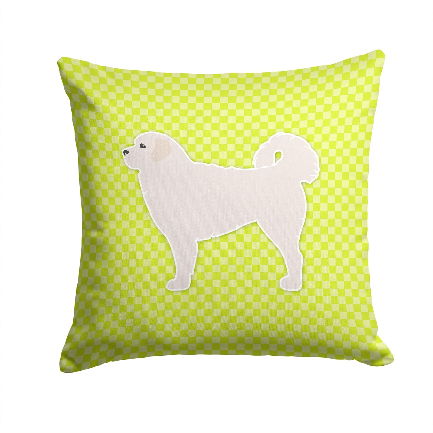 Polish Tatra Sheepdog Checkerboard Green Decorative Throw Pillow 14x14 Indoor Outdoor Accent Cushion, Fabric Cover with Insert for Sofa, Bed, Porch & Living Room