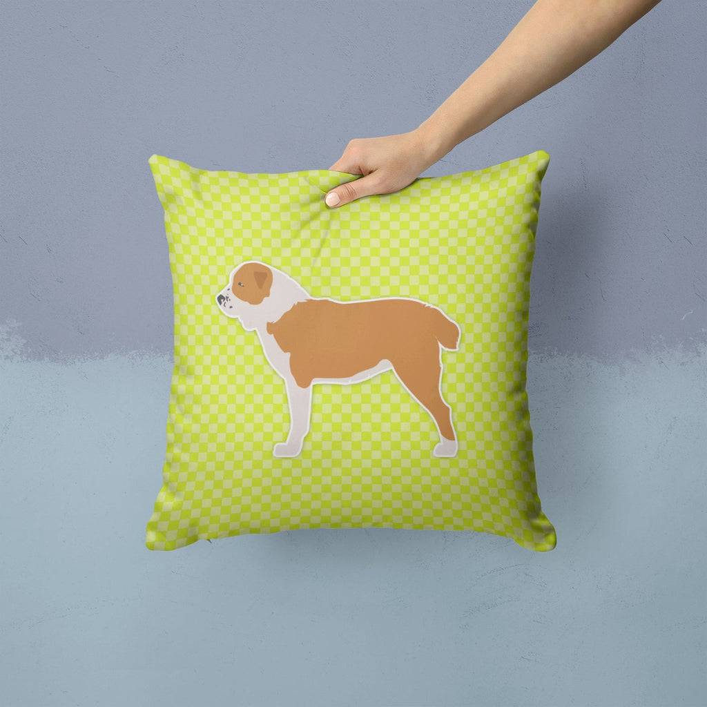 Central Asian Shepherd Dog Checkerboard Green Decorative Throw Pillow 14x14 Indoor Outdoor Accent Cushion, Fabric Cover with Insert for Sofa, Bed, Porch & Living Room