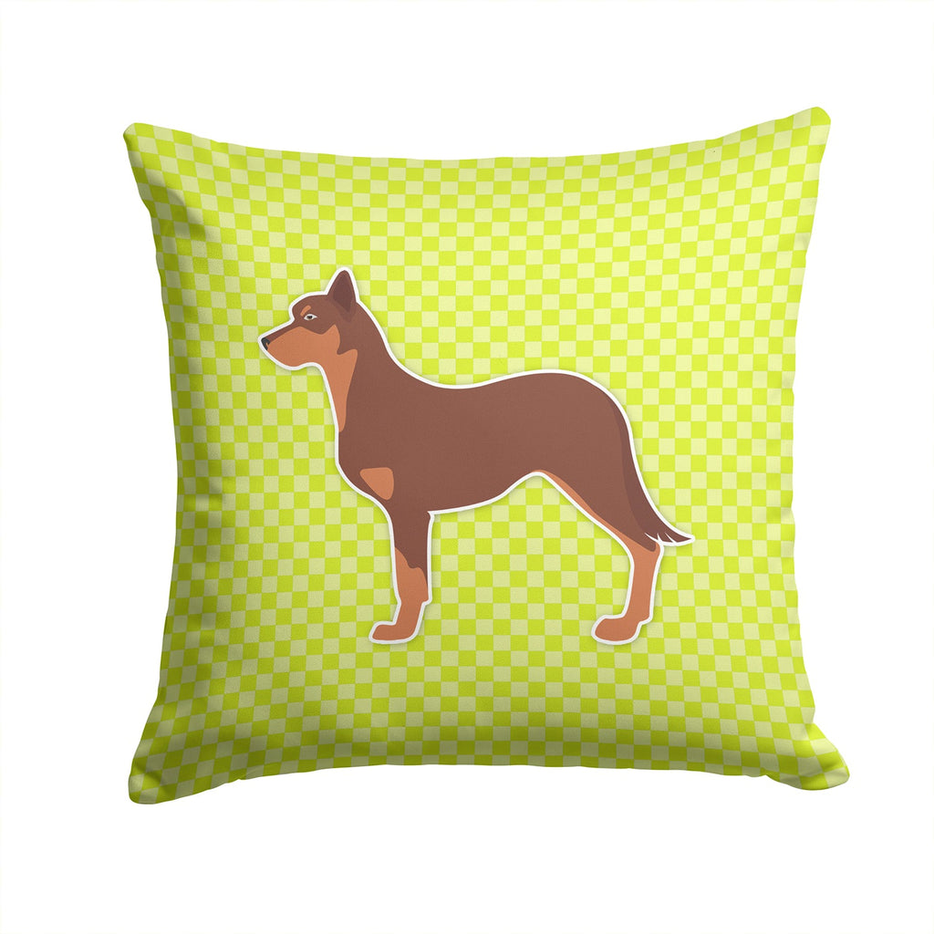 Australian Kelpie Dog Checkerboard Green Decorative Throw Pillow 14x14 Indoor Outdoor Accent Cushion, Fabric Cover with Insert for Sofa, Bed, Porch & Living Room