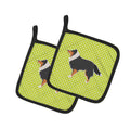 Sheltie/Shetland Sheepdog Checkerboard Green Pot Holder Set of 2 Heat Resistant Quilted Hot Pads 7.5 x 7.5 Inch, Insulated Kitchen Trivets for Cooking & Baking