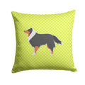 Sheltie/Shetland Sheepdog Checkerboard Green Decorative Throw Pillow 14x14 Indoor Outdoor Accent Cushion, Fabric Cover with Insert for Sofa, Bed, Porch & Living Room