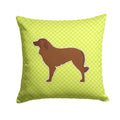 Portuguese Sheepdog Dog Checkerboard Green Decorative Throw Pillow 14x14 Indoor Outdoor Accent Cushion, Fabric Cover with Insert for Sofa, Bed, Porch & Living Room