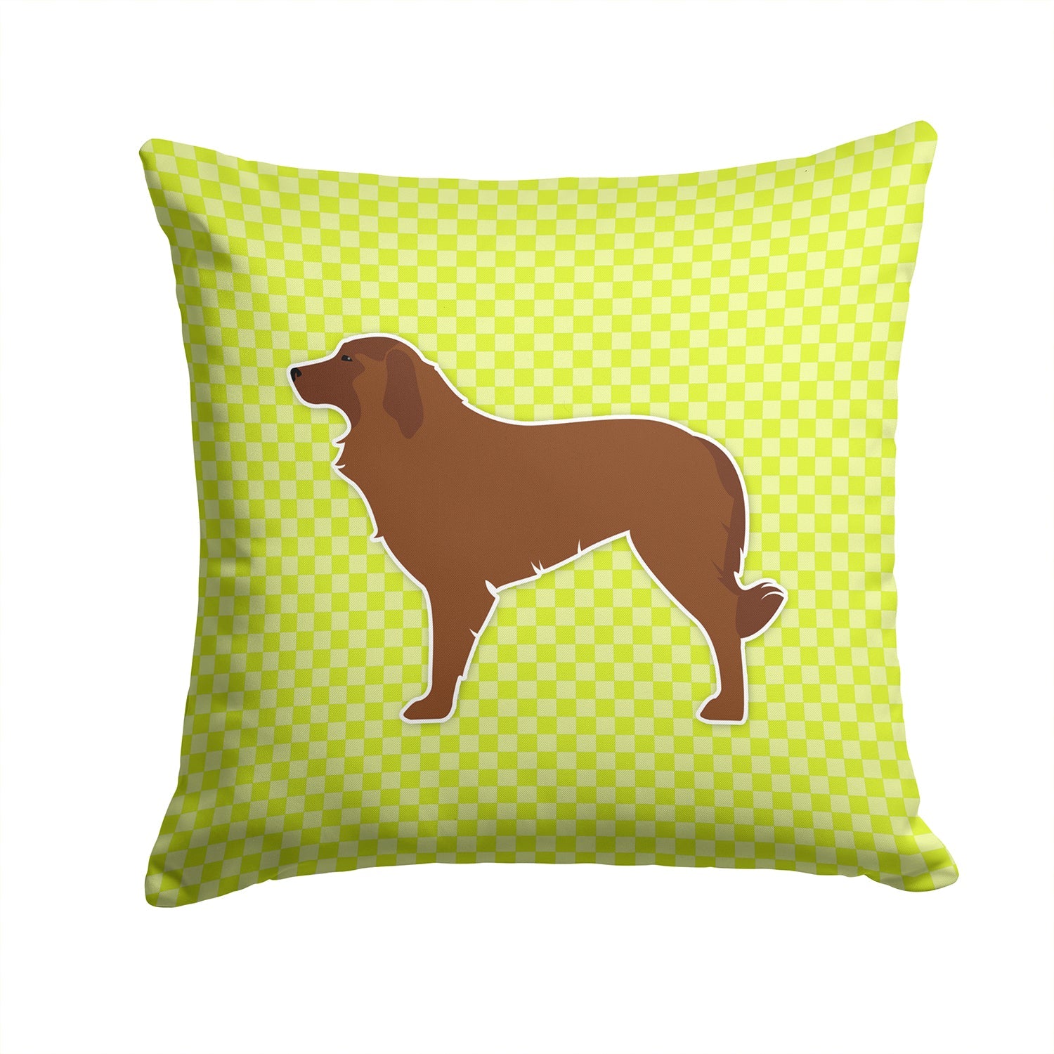 Portuguese Sheepdog Dog Checkerboard Green Decorative Throw Pillow 14x14 Indoor Outdoor Accent Cushion, Fabric Cover with Insert for Sofa, Bed, Porch & Living Room
