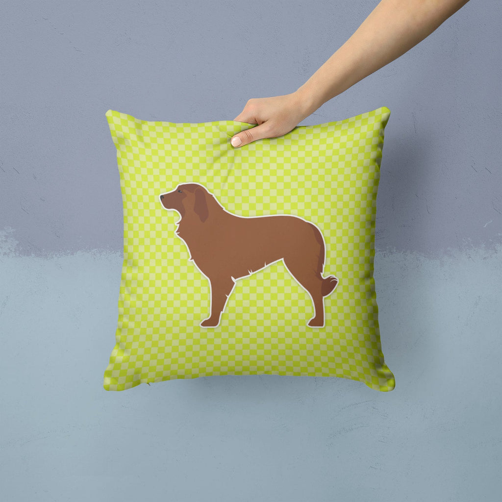 Portuguese Sheepdog Dog Checkerboard Green Decorative Throw Pillow 14x14 Indoor Outdoor Accent Cushion, Fabric Cover with Insert for Sofa, Bed, Porch & Living Room
