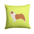 Australian Shepherd Dog Checkerboard Green Decorative Throw Pillow 14x14 Indoor Outdoor Accent Cushion, Fabric Cover with Insert for Sofa, Bed, Porch & Living Room
