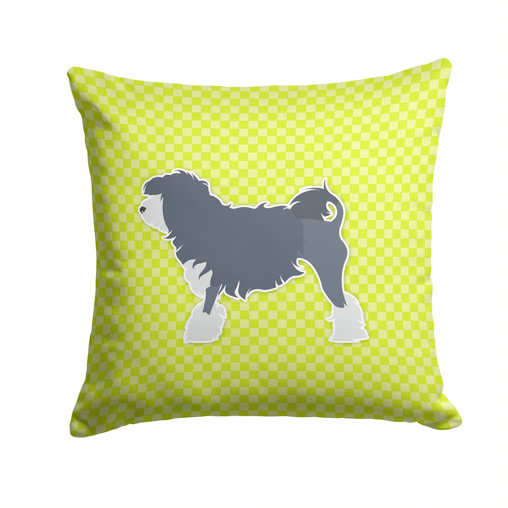 Lowchen Checkerboard Green Decorative Throw Pillow 14x14 Indoor Outdoor Accent Cushion, Fabric Cover with Insert for Sofa, Bed, Porch & Living Room
