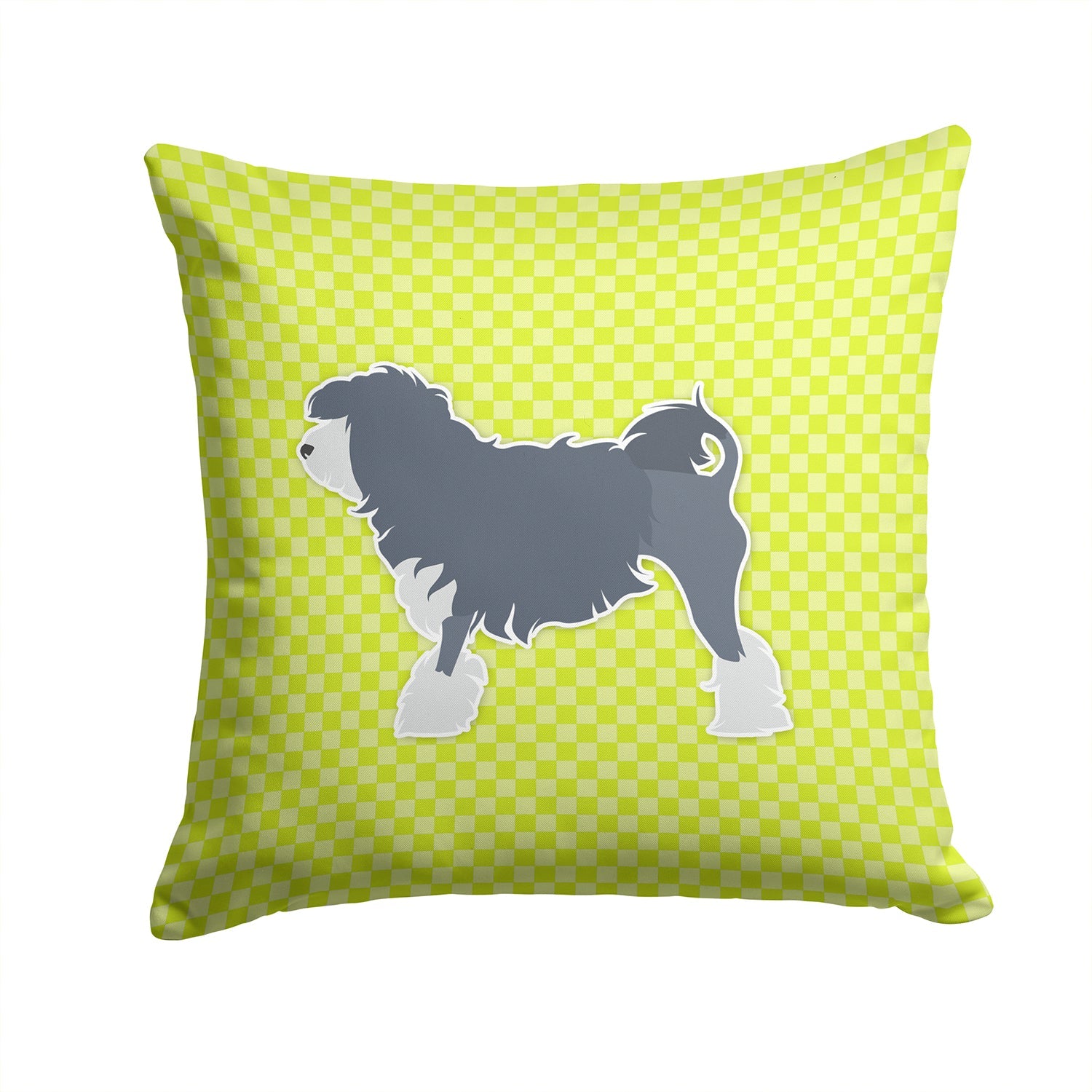 Lowchen Checkerboard Green Decorative Throw Pillow 14x14 Indoor Outdoor Accent Cushion, Fabric Cover with Insert for Sofa, Bed, Porch & Living Room
