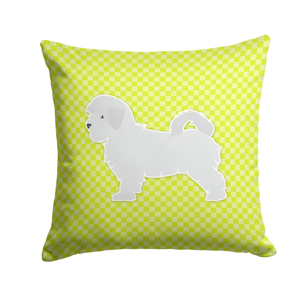 Maltese Checkerboard Green Decorative Throw Pillow 14x14 Indoor Outdoor Accent Cushion, Fabric Cover with Insert for Sofa, Bed, Porch & Living Room