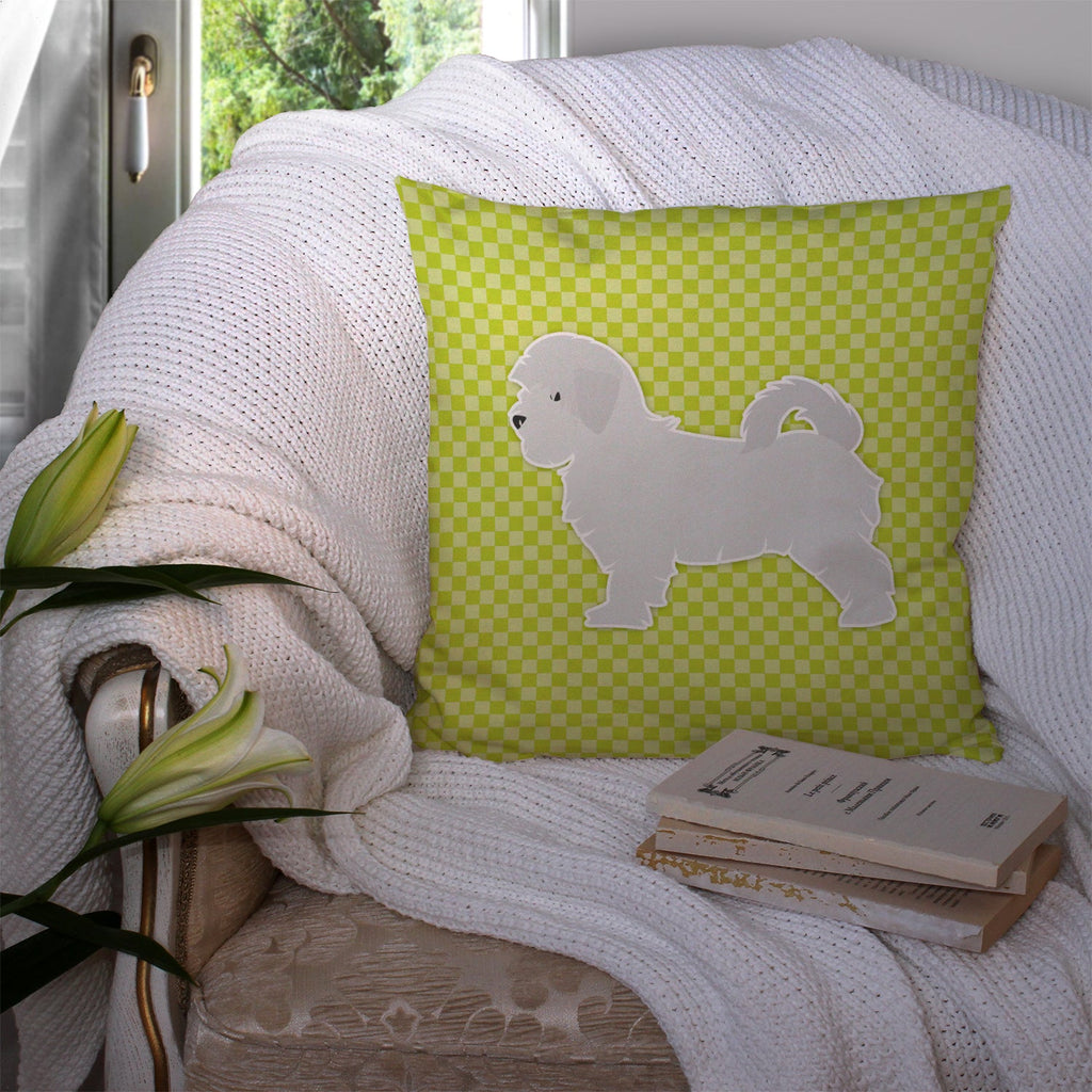 Maltese Checkerboard Green Decorative Throw Pillow 14x14 Indoor Outdoor Accent Cushion, Fabric Cover with Insert for Sofa, Bed, Porch & Living Room