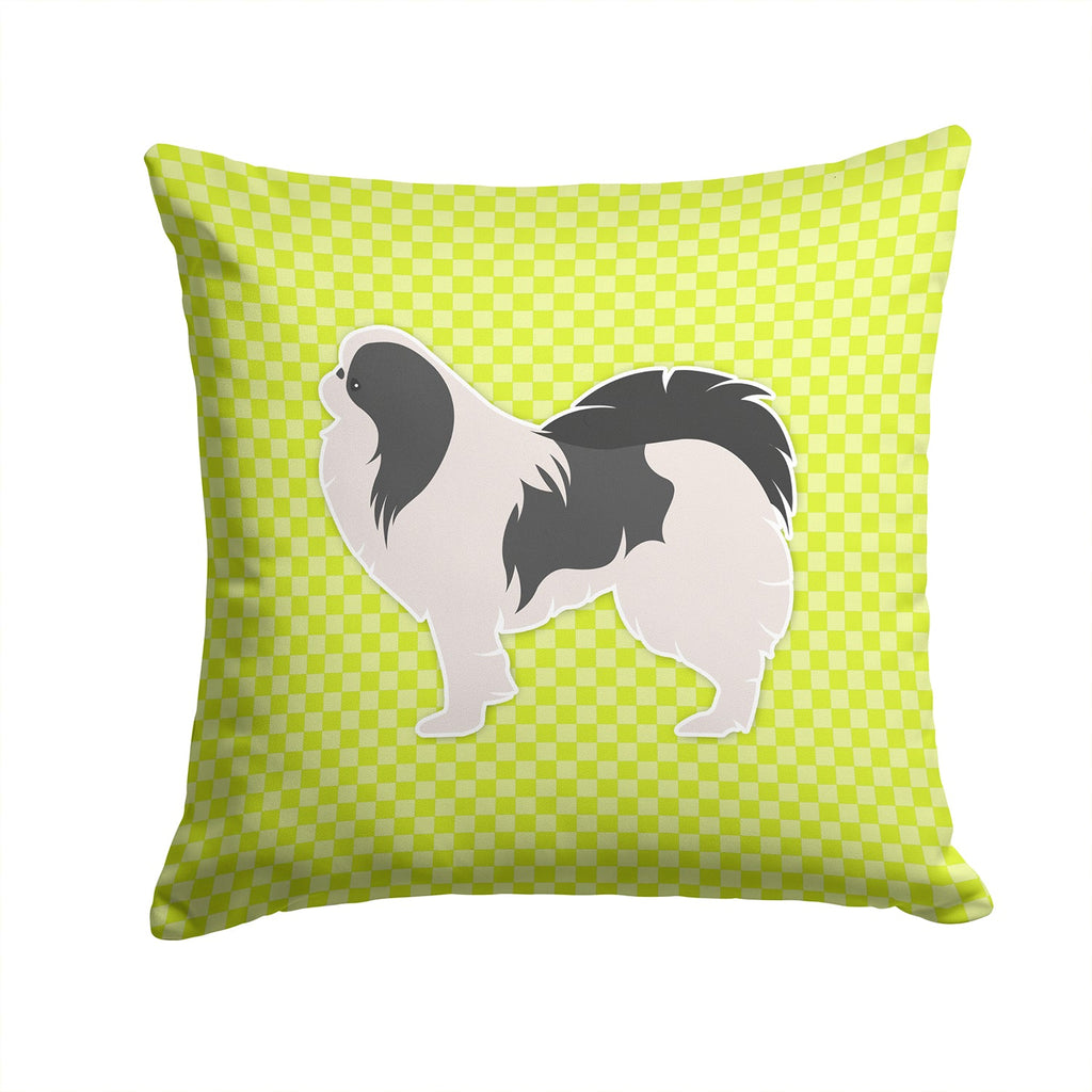 Japanese Chin Checkerboard Green Decorative Throw Pillow 14x14 Indoor Outdoor Accent Cushion, Fabric Cover with Insert for Sofa, Bed, Porch & Living Room