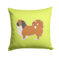 Pekingese Checkerboard Green Decorative Throw Pillow 14x14 Indoor Outdoor Accent Cushion, Fabric Cover with Insert for Sofa, Bed, Porch & Living Room