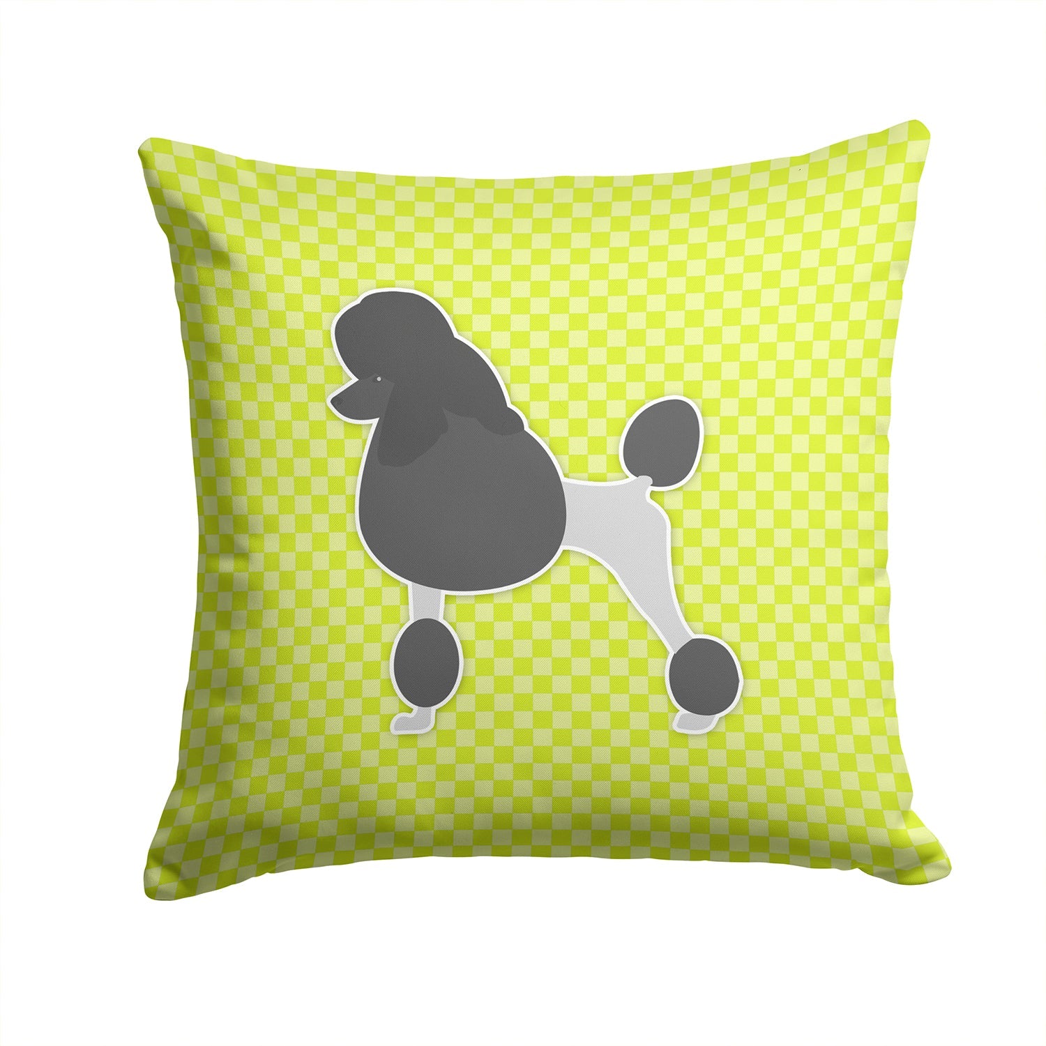 Poodle Checkerboard Green Decorative Throw Pillow 14x14 Indoor Outdoor Accent Cushion, Fabric Cover with Insert for Sofa, Bed, Porch & Living Room