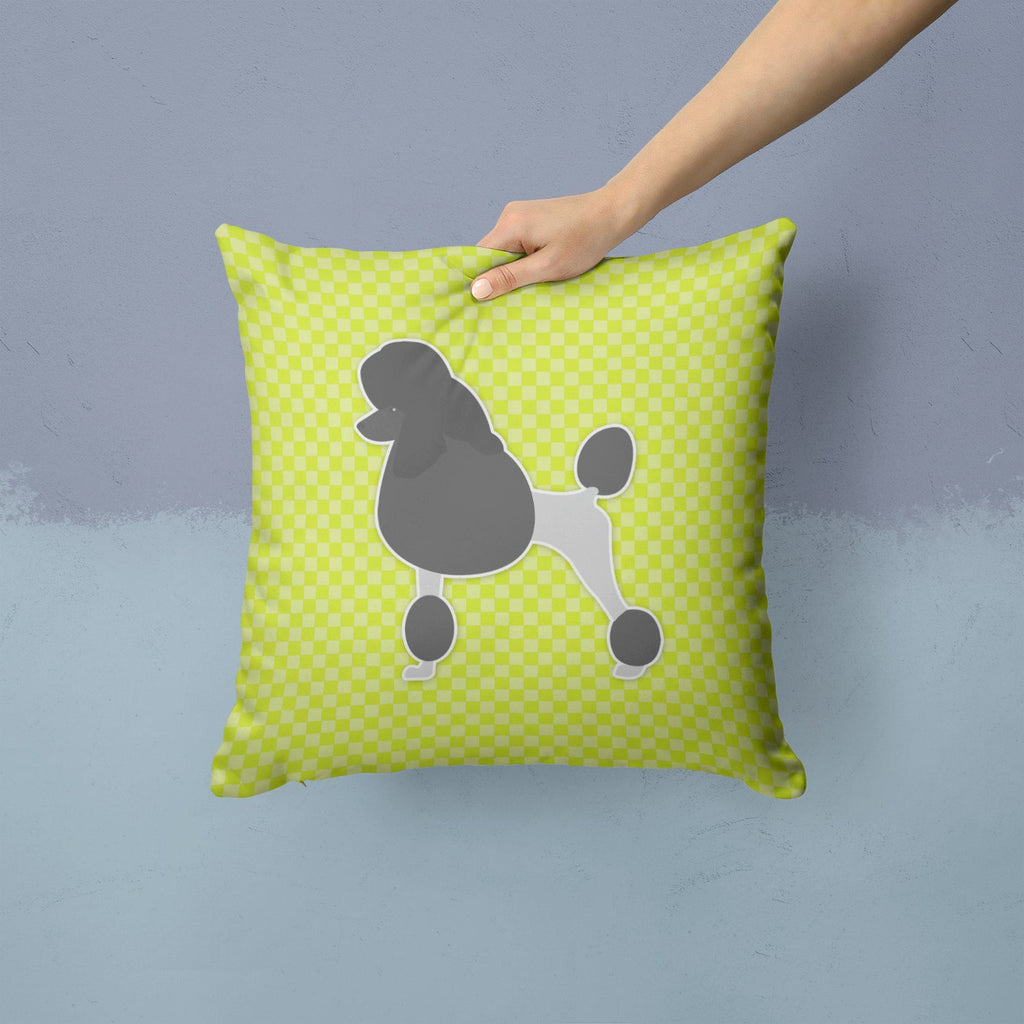 Poodle Checkerboard Green Decorative Throw Pillow 14x14 Indoor Outdoor Accent Cushion, Fabric Cover with Insert for Sofa, Bed, Porch & Living Room