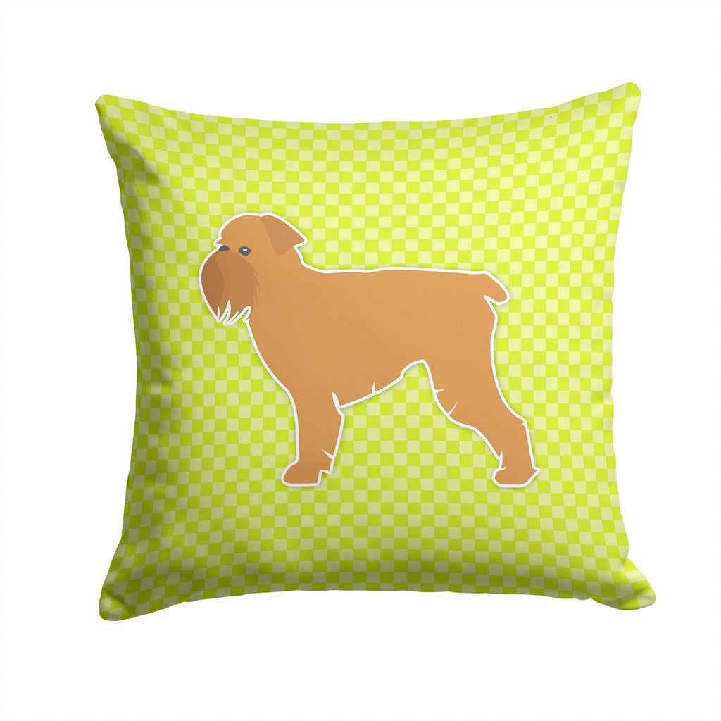Brussels Griffon Checkerboard Green Decorative Throw Pillow 14x14 Indoor Outdoor Accent Cushion, Fabric Cover with Insert for Sofa, Bed, Porch & Living Room