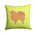 Pomeranian Checkerboard Green Decorative Throw Pillow 14x14 Indoor Outdoor Accent Cushion, Fabric Cover with Insert for Sofa, Bed, Porch & Living Room