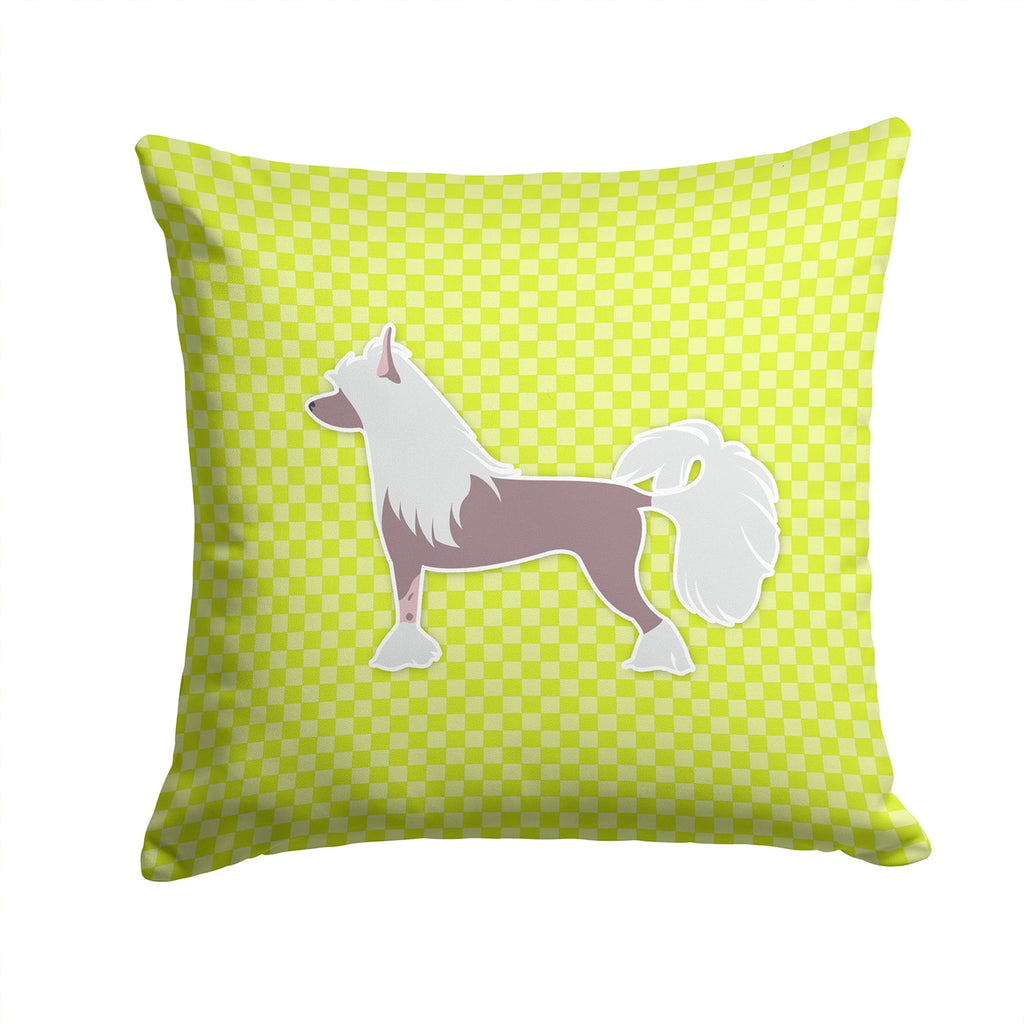Chinese Crested Checkerboard Green Decorative Throw Pillow 14x14 Indoor Outdoor Accent Cushion, Fabric Cover with Insert for Sofa, Bed, Porch & Living Room