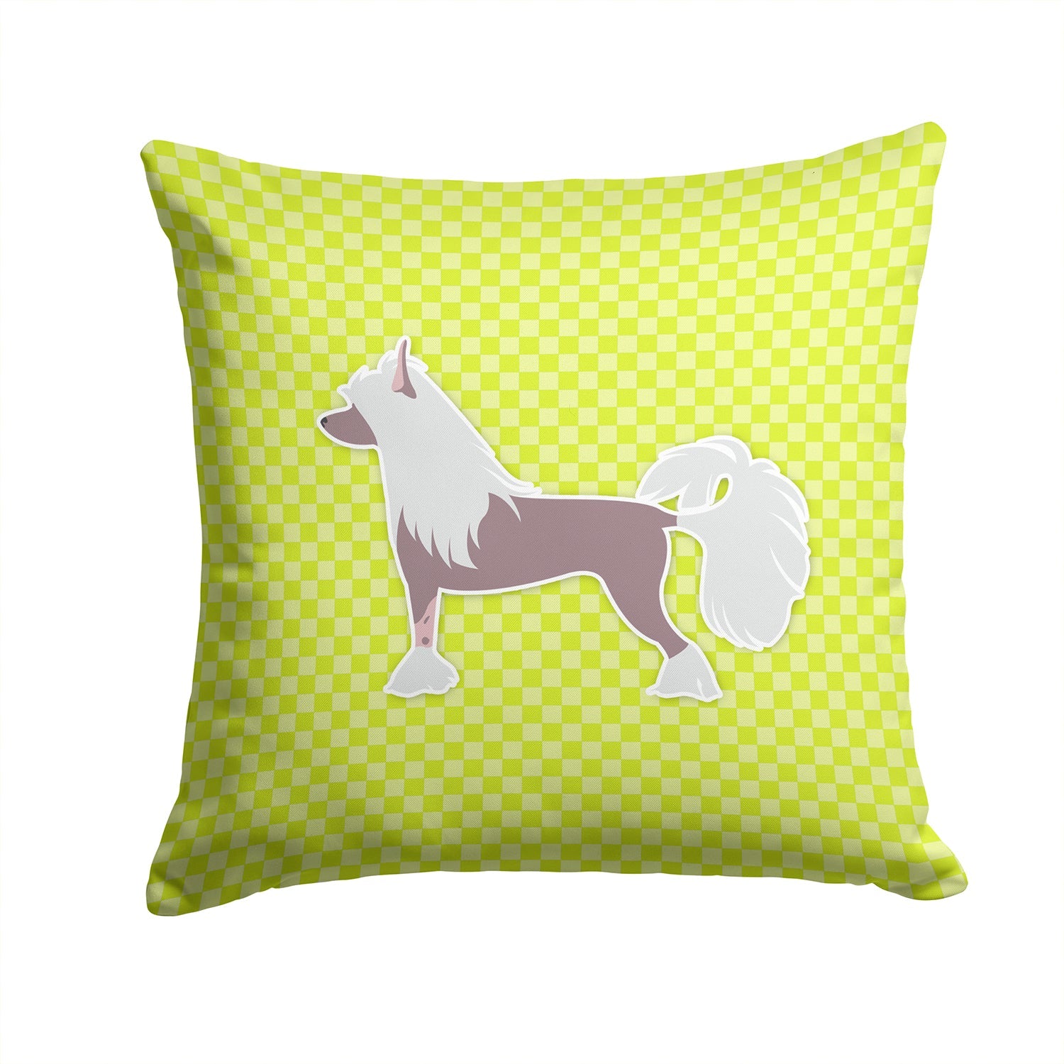 Chinese Crested Checkerboard Green Decorative Throw Pillow 14x14 Indoor Outdoor Accent Cushion, Fabric Cover with Insert for Sofa, Bed, Porch & Living Room