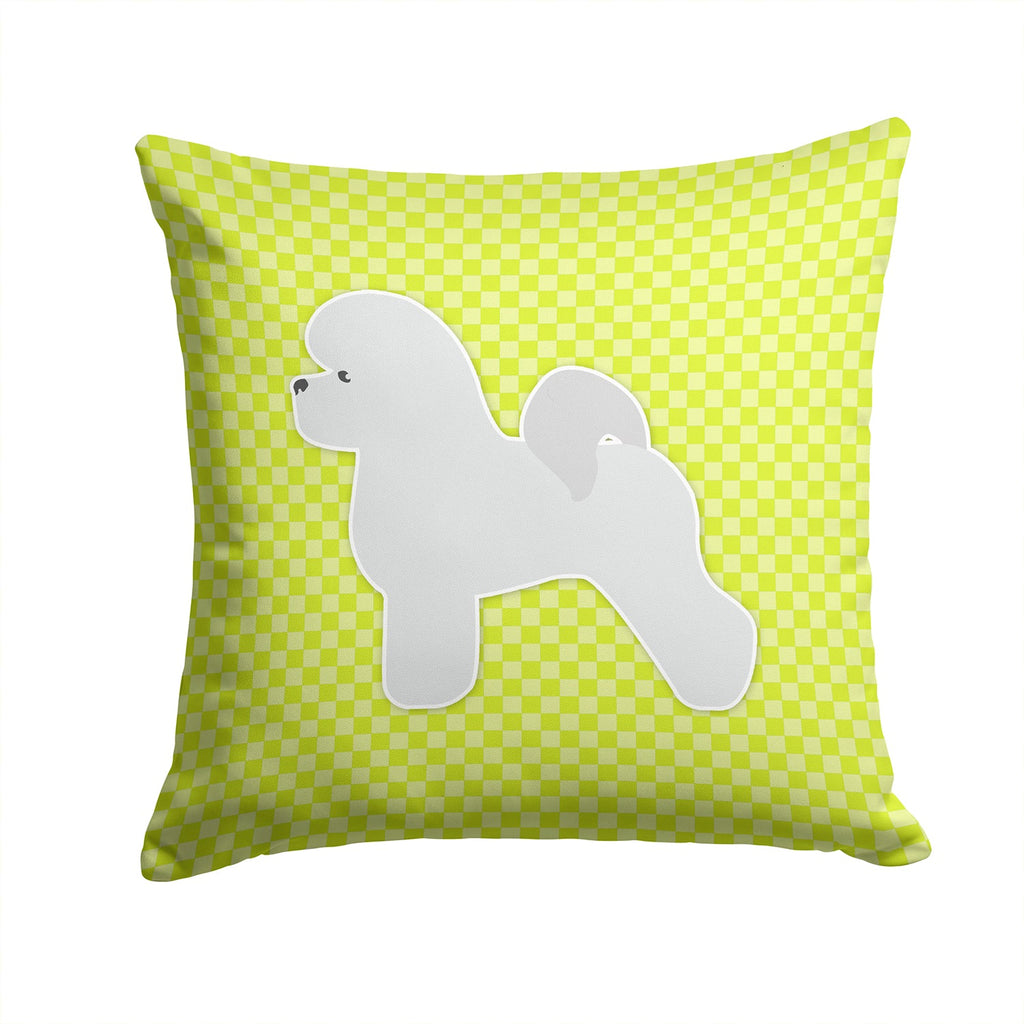 Bichon Frise Checkerboard Green Decorative Throw Pillow 14x14 Indoor Outdoor Accent Cushion, Fabric Cover with Insert for Sofa, Bed, Porch & Living Room