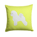Bichon Frise Checkerboard Green Decorative Throw Pillow 14x14 Indoor Outdoor Accent Cushion, Fabric Cover with Insert for Sofa, Bed, Porch & Living Room