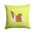 Shih Tzu Checkerboard Green Decorative Throw Pillow 14x14 Indoor Outdoor Accent Cushion, Fabric Cover with Insert for Sofa, Bed, Porch & Living Room