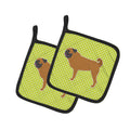 Pug Checkerboard Green Pot Holder Set of 2 Heat Resistant Quilted Hot Pads 7.5 x 7.5 Inch, Insulated Kitchen Trivets for Cooking & Baking